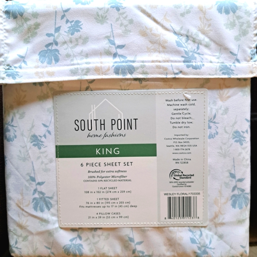 6 piece SHEET king SET wesley floral 2 EXTRA PILLOWCASES included BRAND NEW